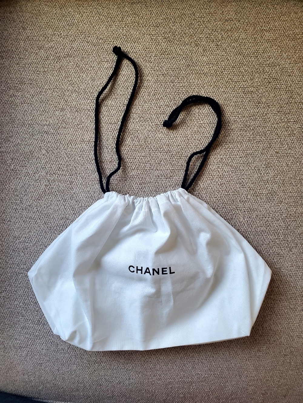 Chanel Dustbag White Cotton Drawstring